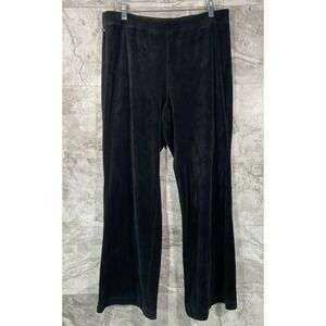LAUREN Ralph Lauren Women's Black Velour Lounge Pants Sz L Wide Leg Casual